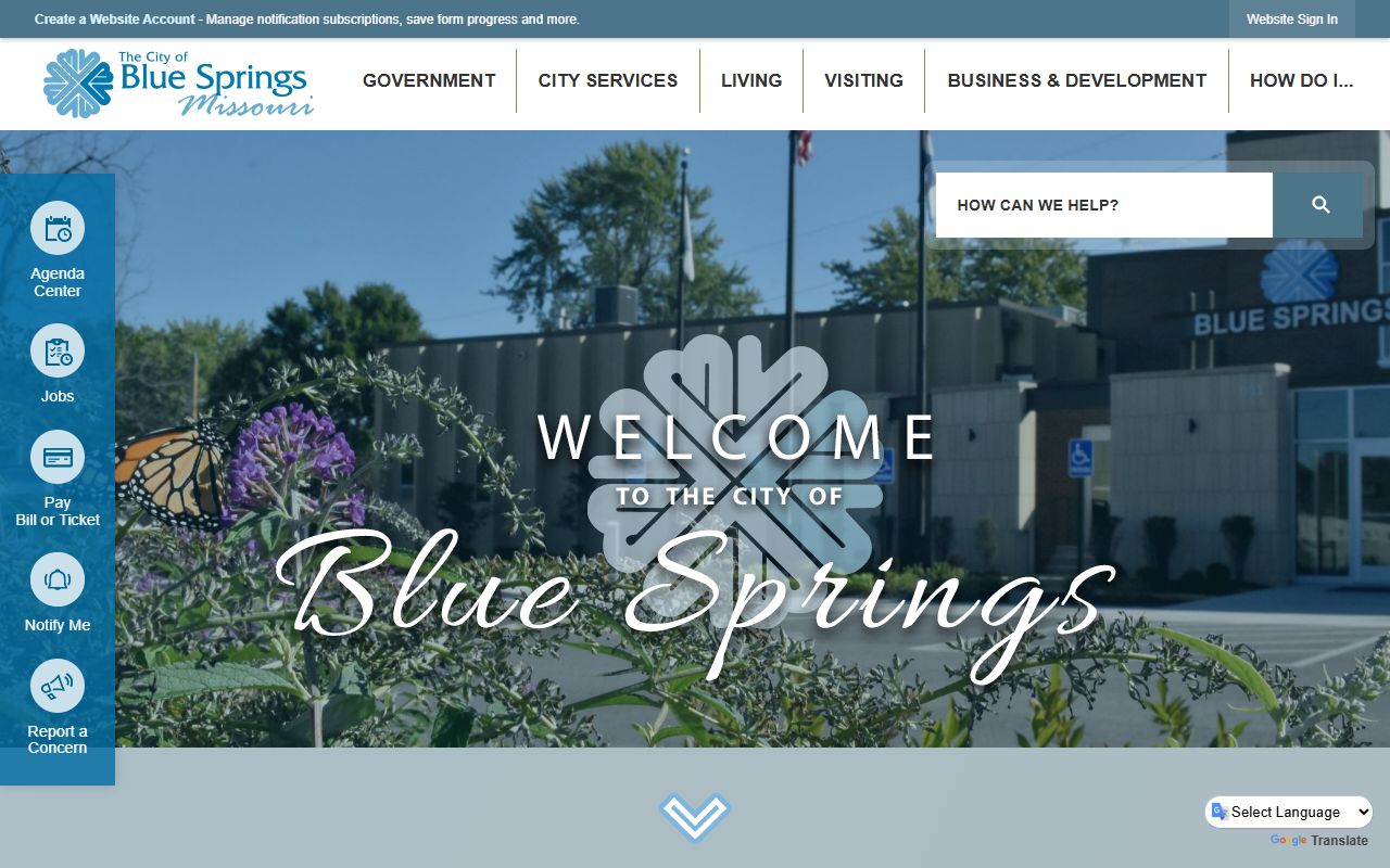 City of Blue Springs government website for court docket records
