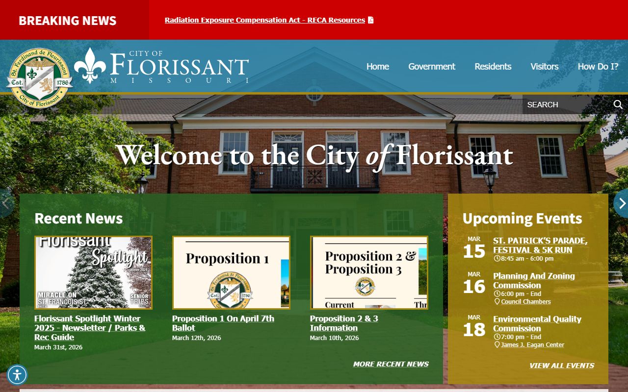 City of Florissant government website for court docket information