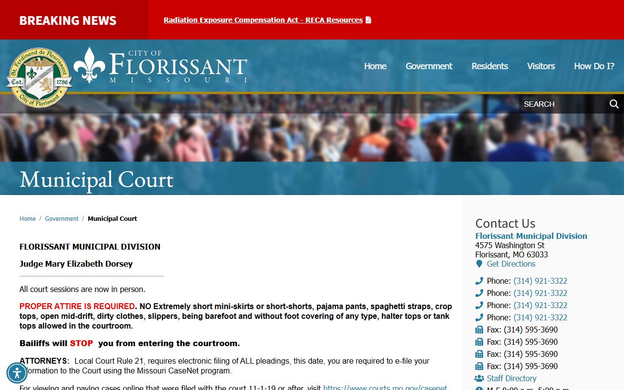 Florissant Municipal Court docket records website