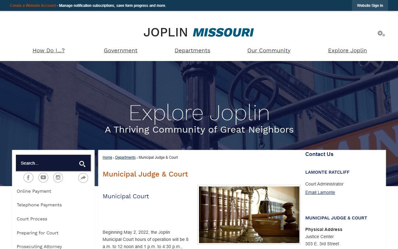 Joplin Municipal Court docket records website
