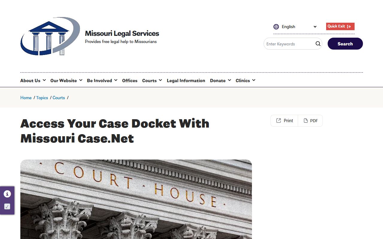 Lee's Summit Municipal Court docket records website