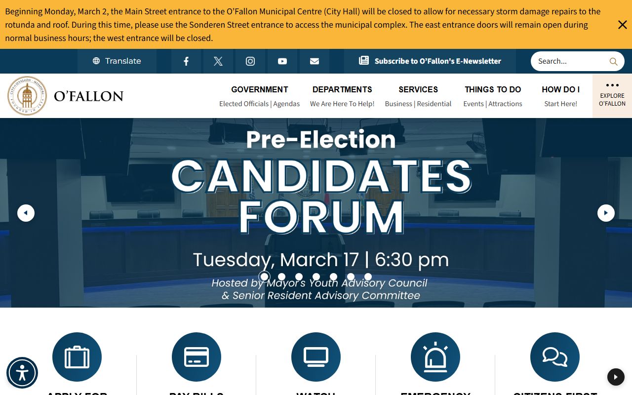 City of O'Fallon government website for court docket information