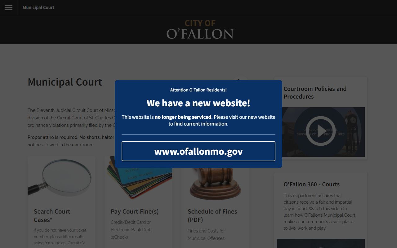 O'Fallon Municipal Court docket records website