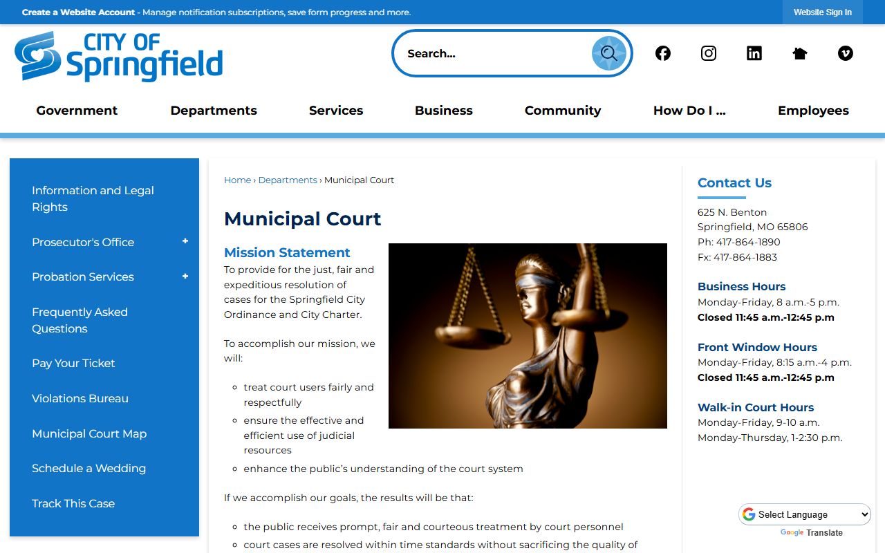 Springfield Municipal Court docket records website