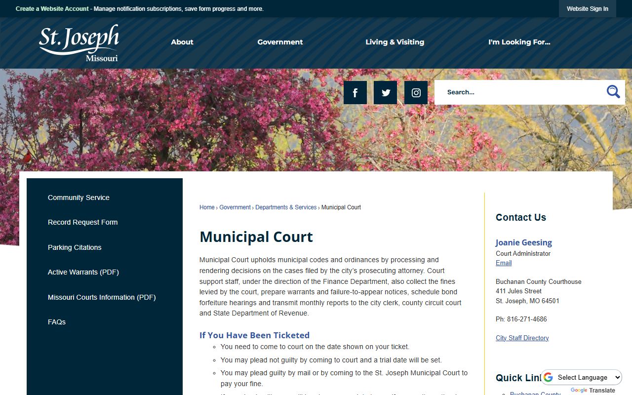 St. Joseph Municipal Court docket records website