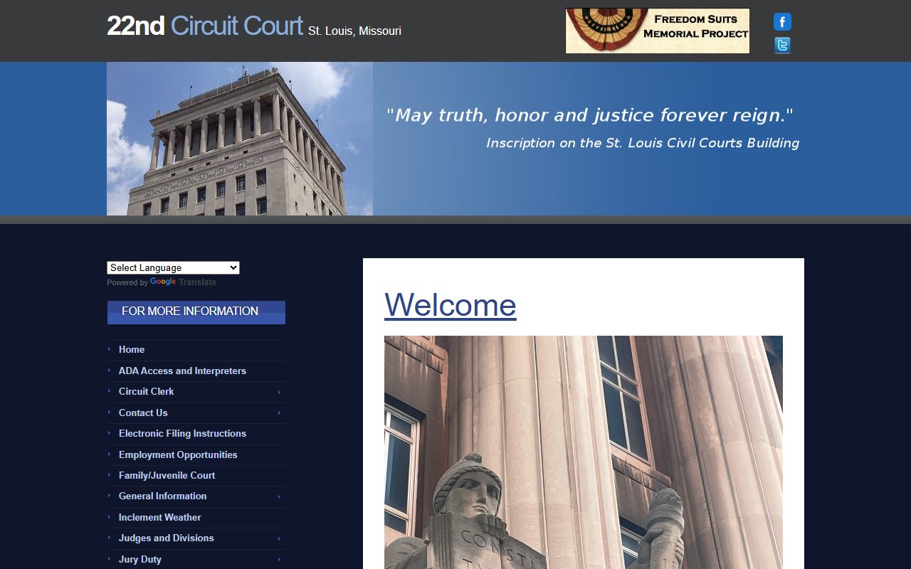 St. Louis 22nd Judicial Circuit Court for court docket records