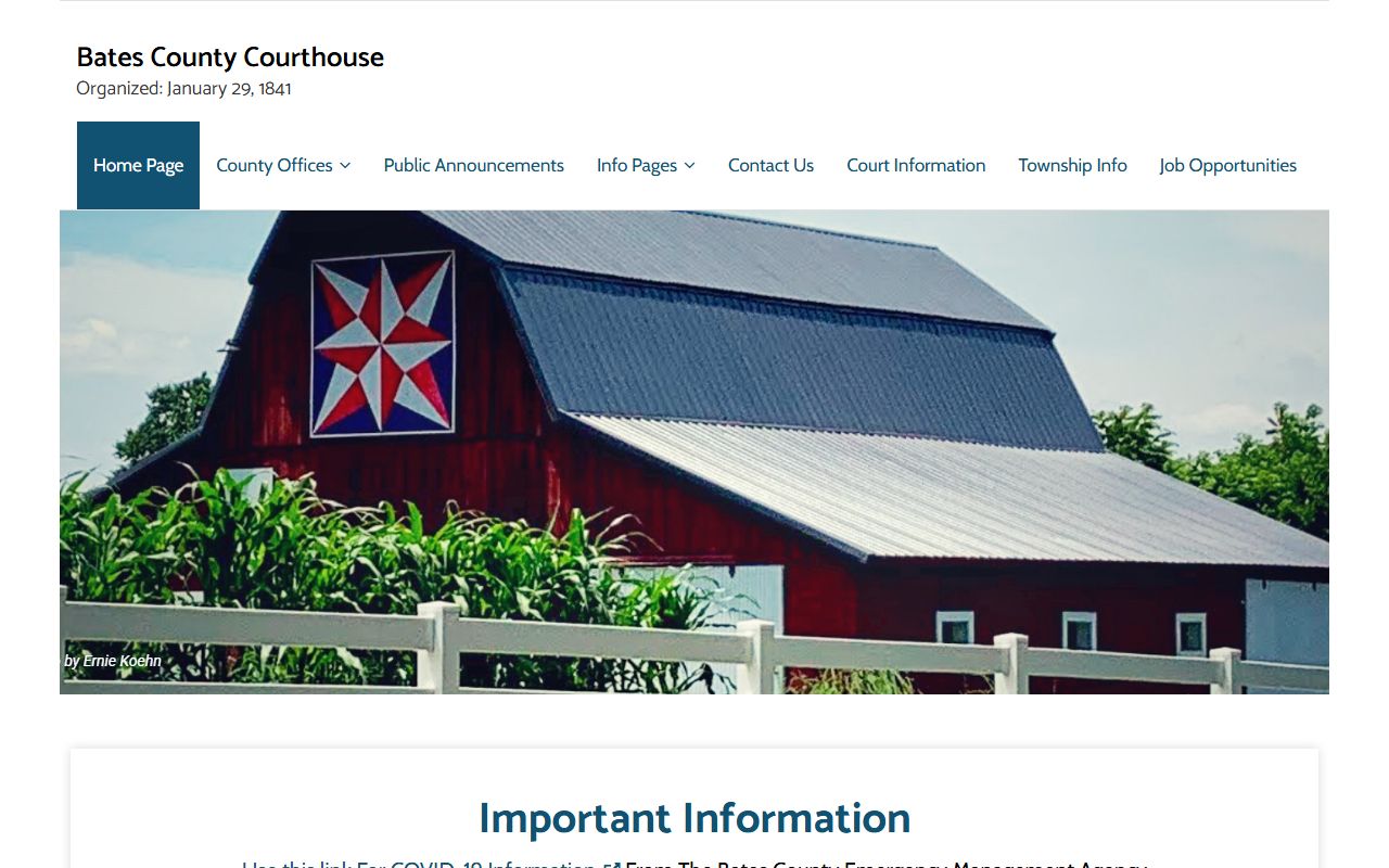 Bates County government website for court docket records