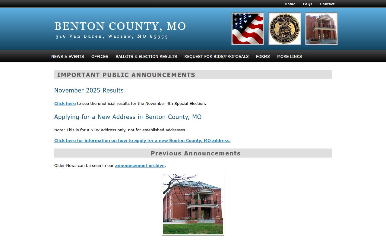 Benton County government website for court docket records