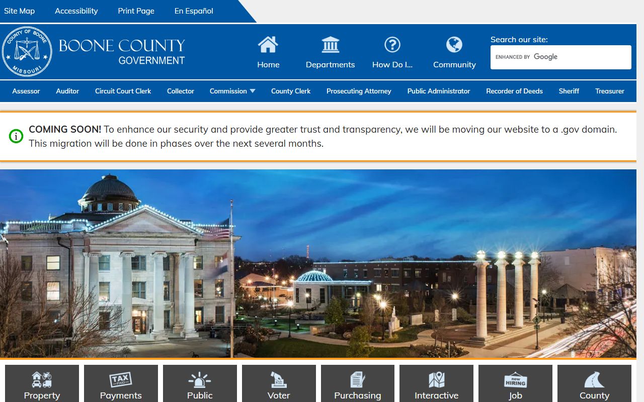 Boone County government portal for court docket and public records