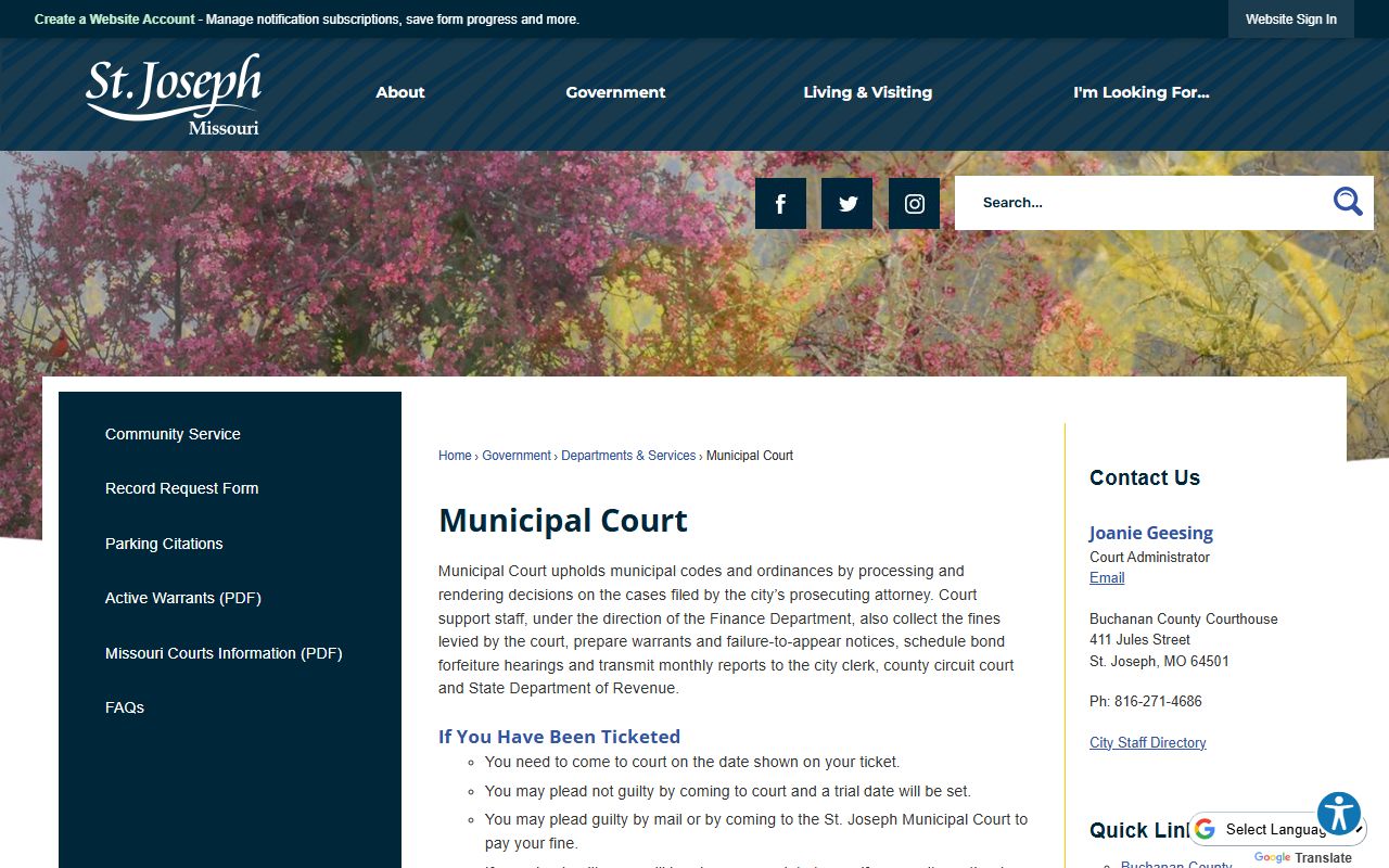 St. Joseph Municipal Court Buchanan County court docket records