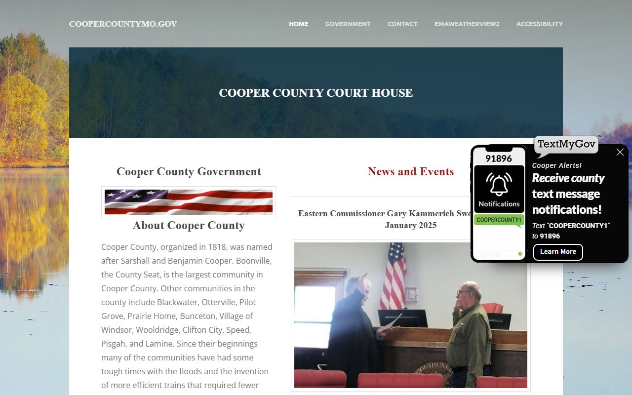 Cooper County government website for court docket records