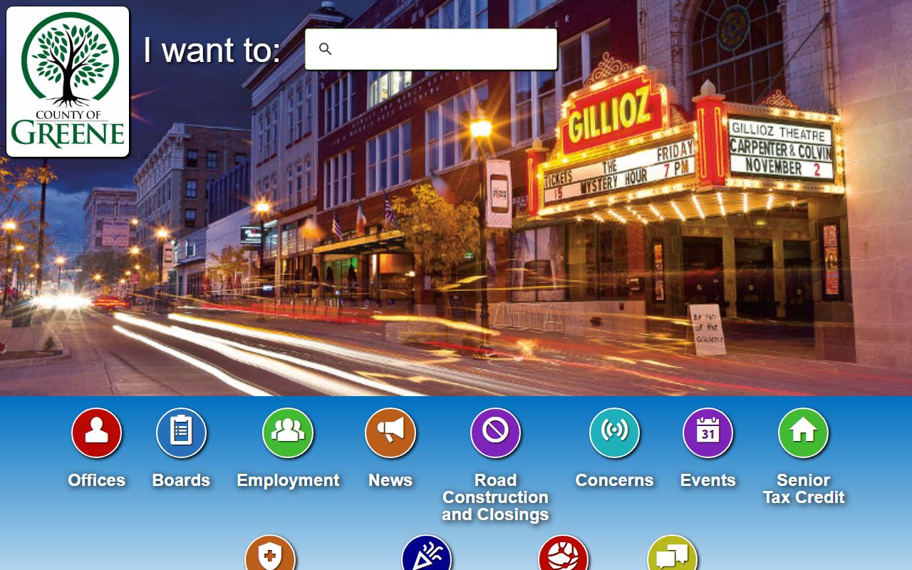 Greene County government website for court docket and records access