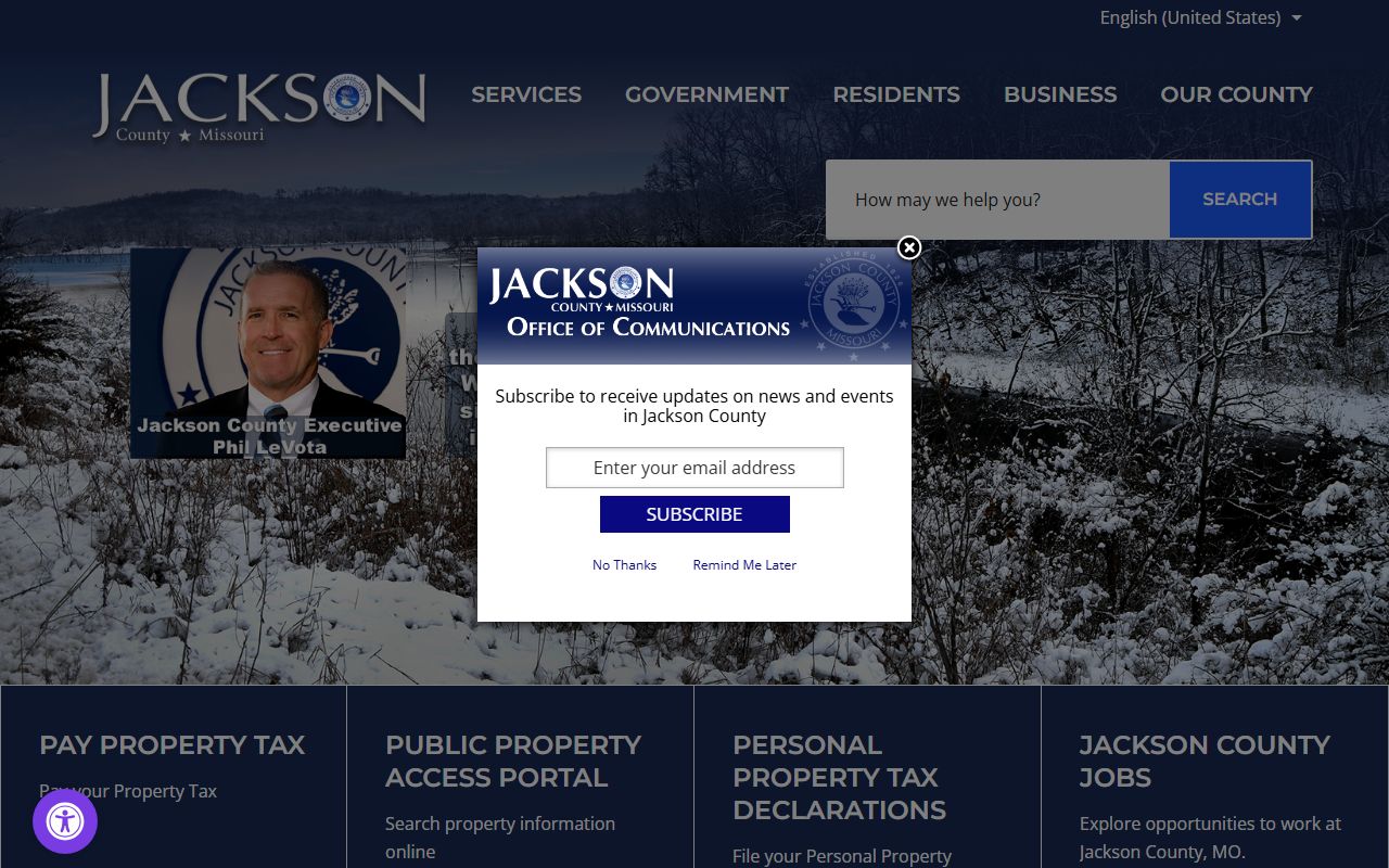 Jackson County government website for court docket and public records