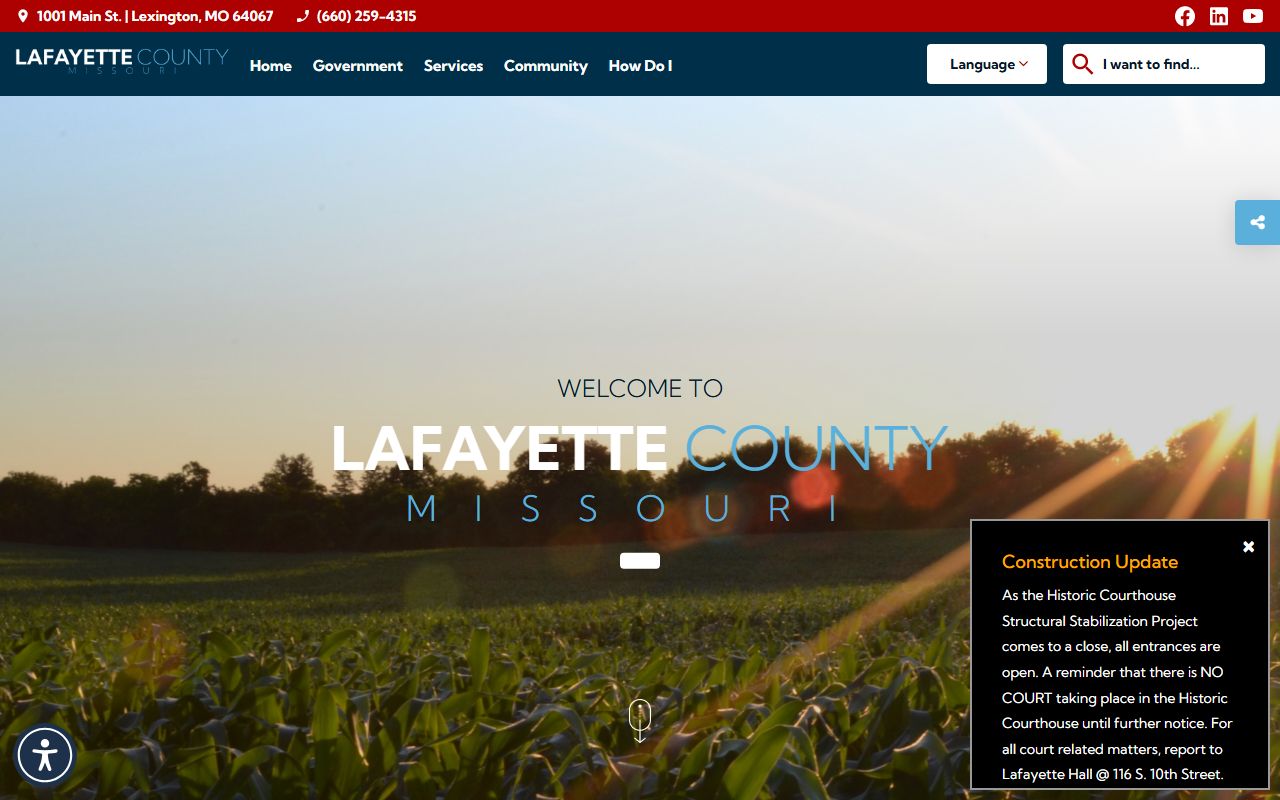 Lafayette County government website for court docket and public records