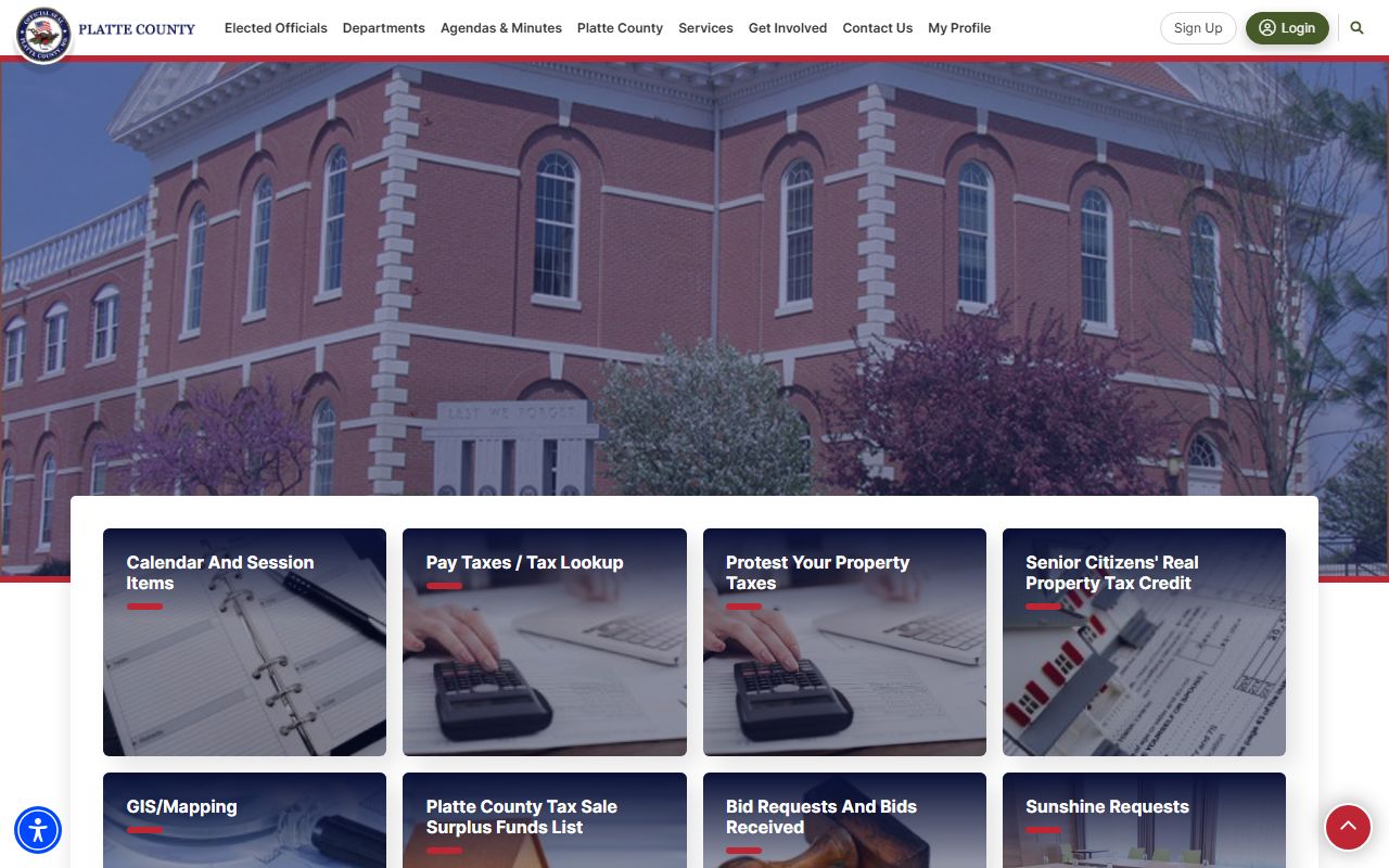 Platte County government website for court docket records