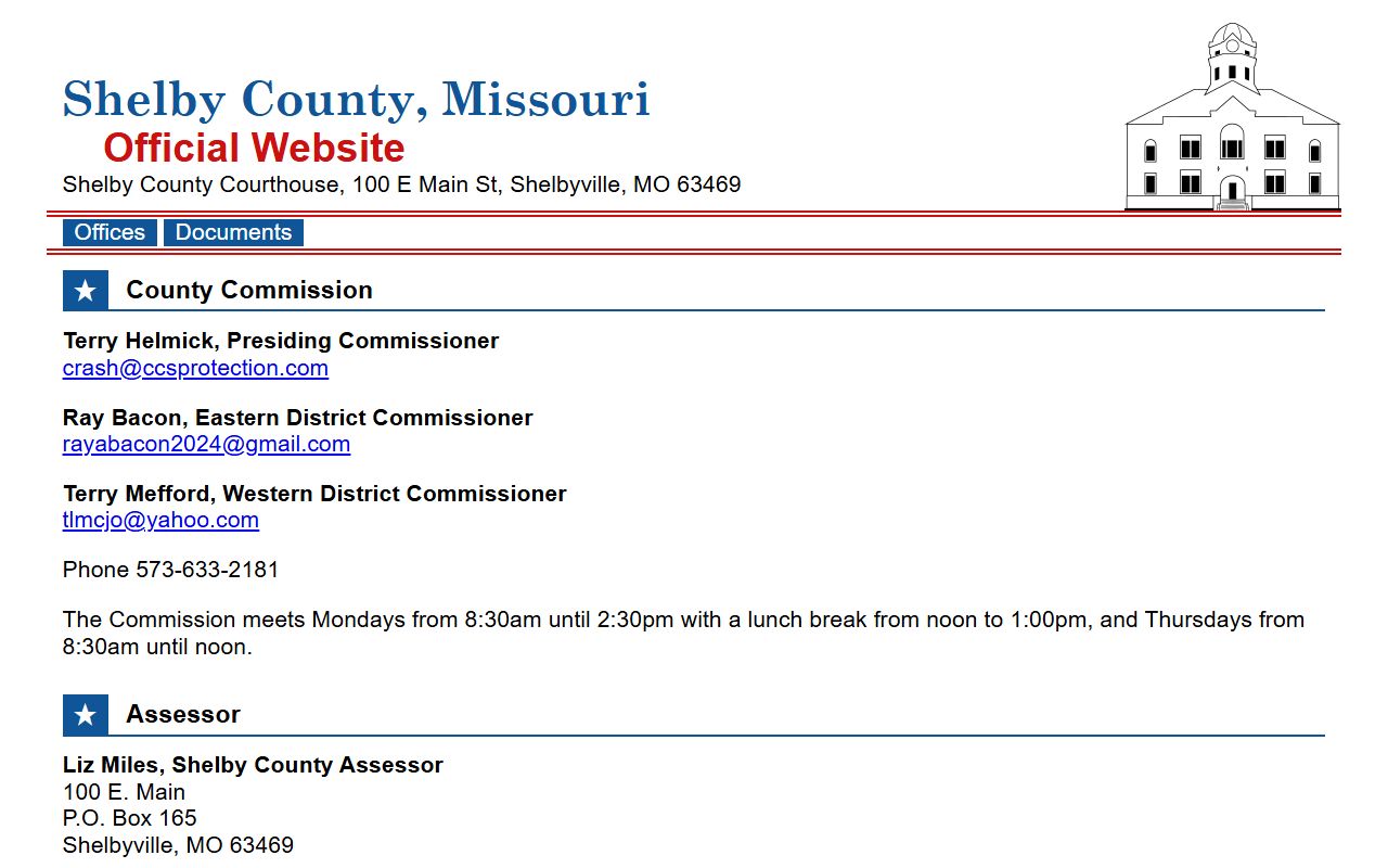 Shelby County government website for court docket records