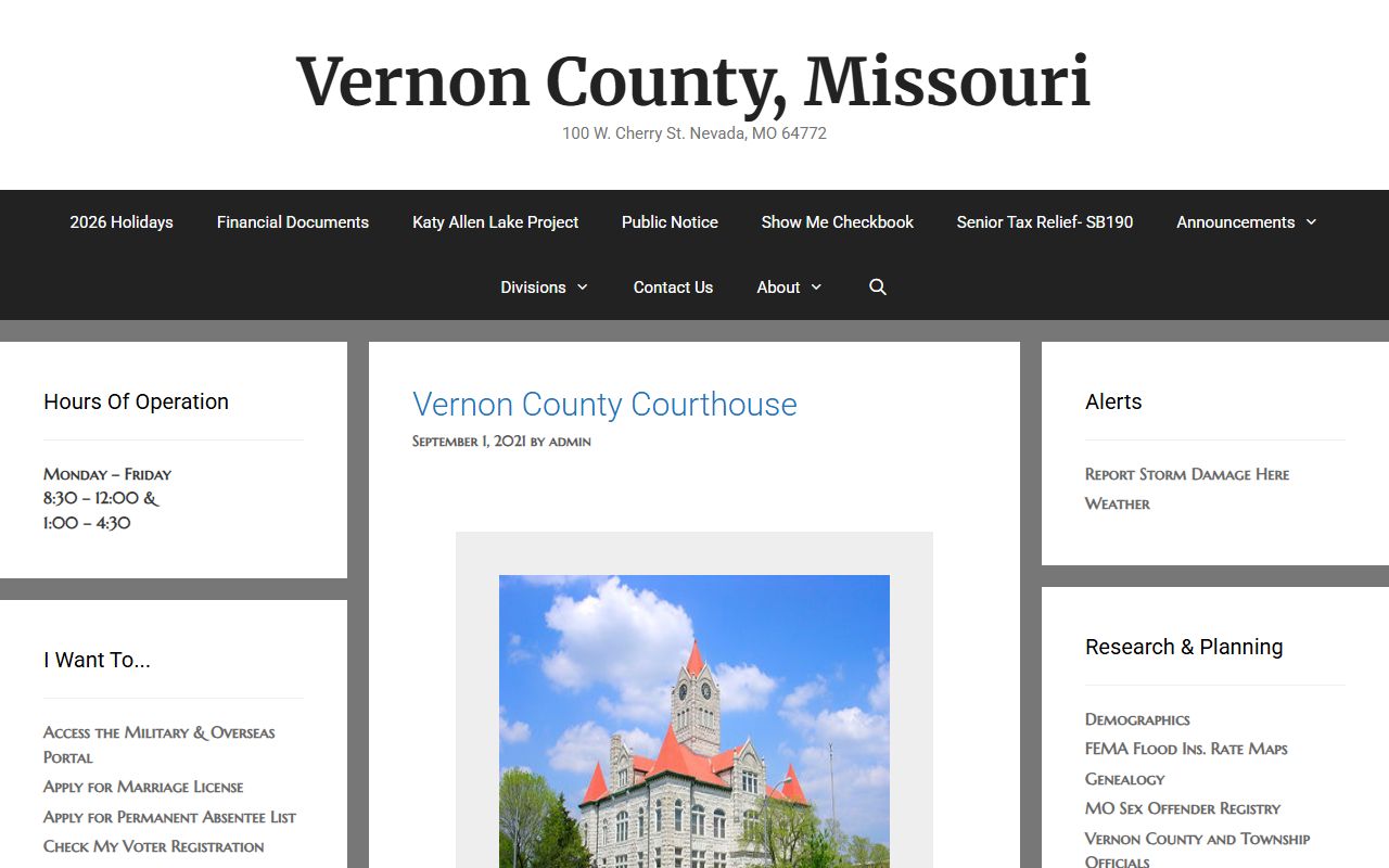 Vernon County government website for court docket records