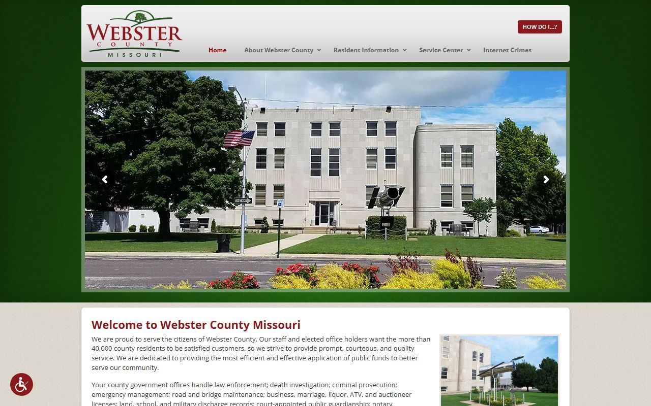 Webster County government website for court docket and public records