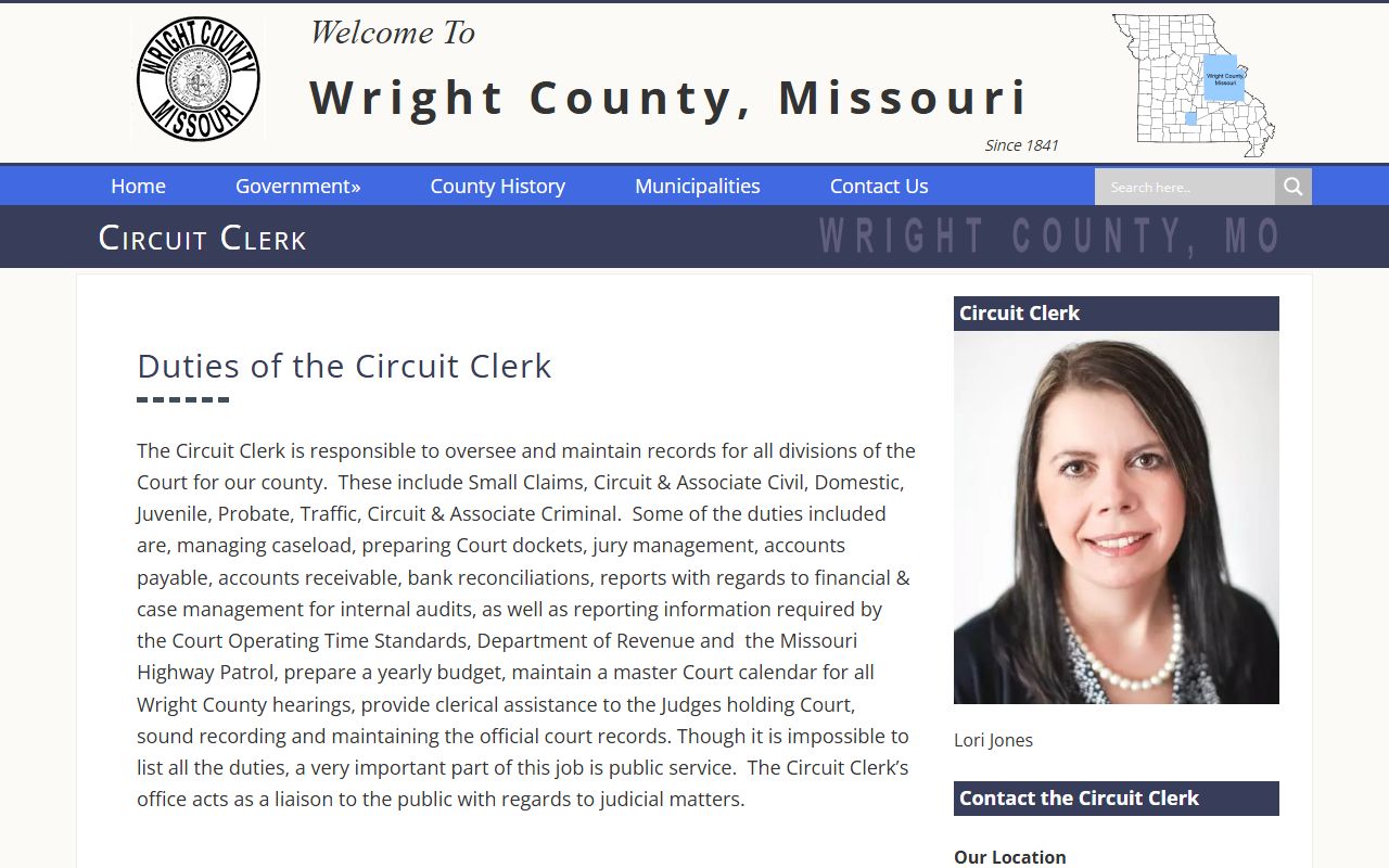 Wright County Circuit Clerk website for court docket records