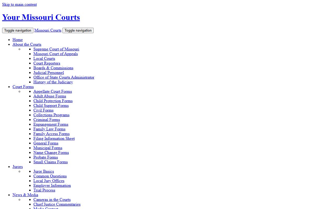 Missouri Judiciary official website for court docket record searches